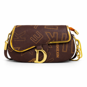 Classic Brown Monogram Crossbody Bag with Gold D Charm