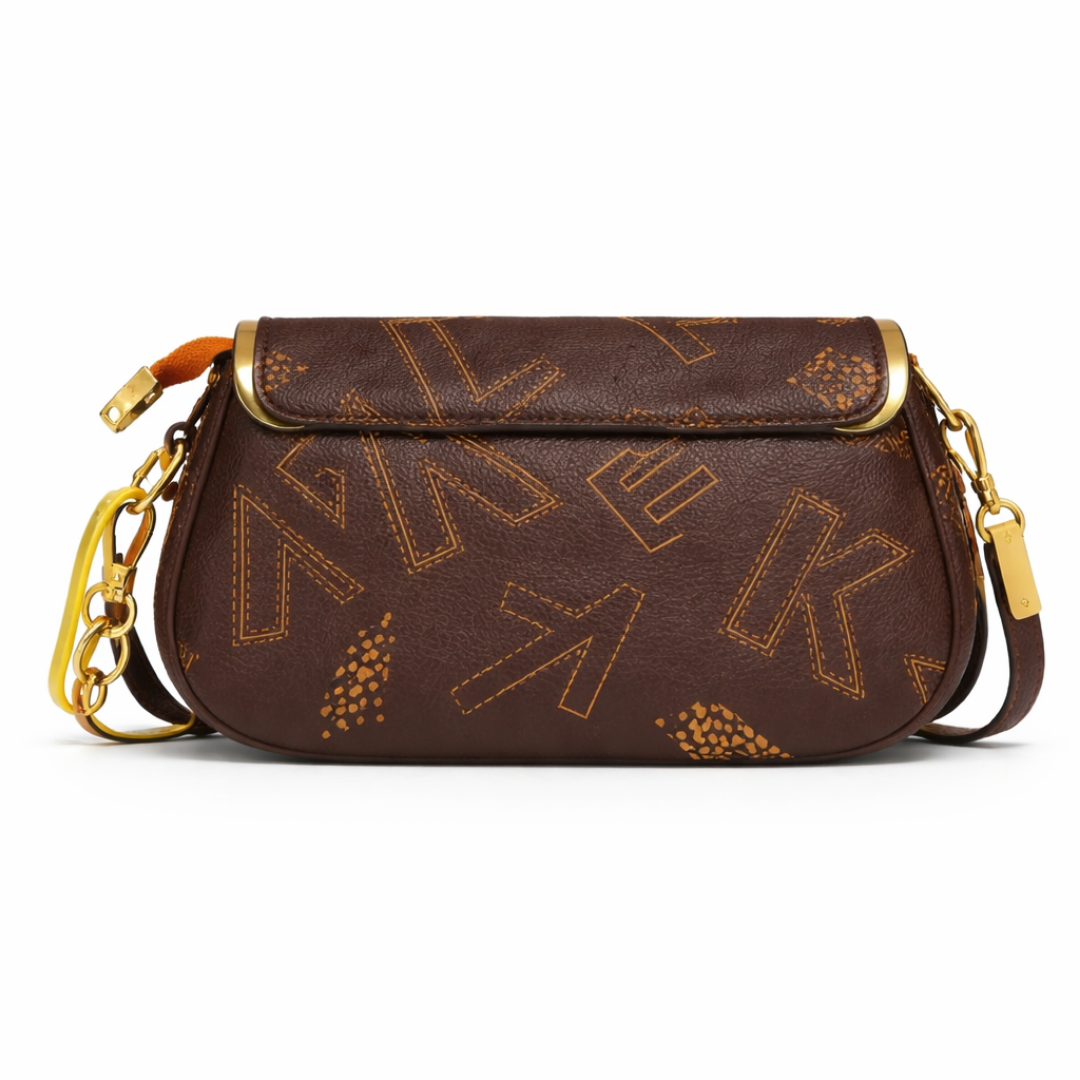 Classic Brown Monogram Crossbody Bag with Gold D Charm