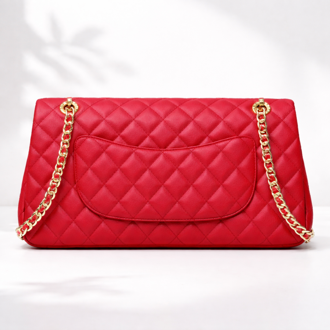 Luxury Red Quilted Chain Shoulder Bag