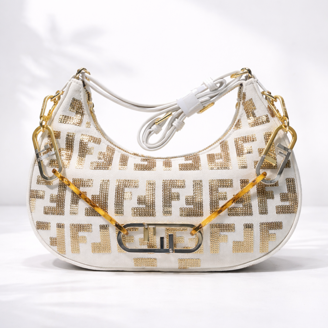 Black Monogram Chain Shoulder Bag