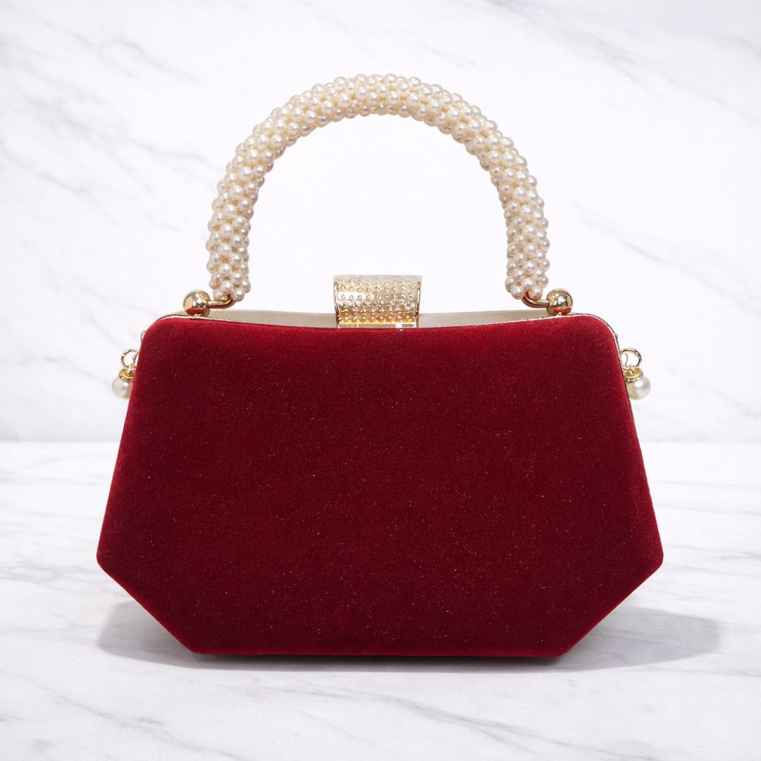 Luxury Pearl Handle Silver Bridal Clutch