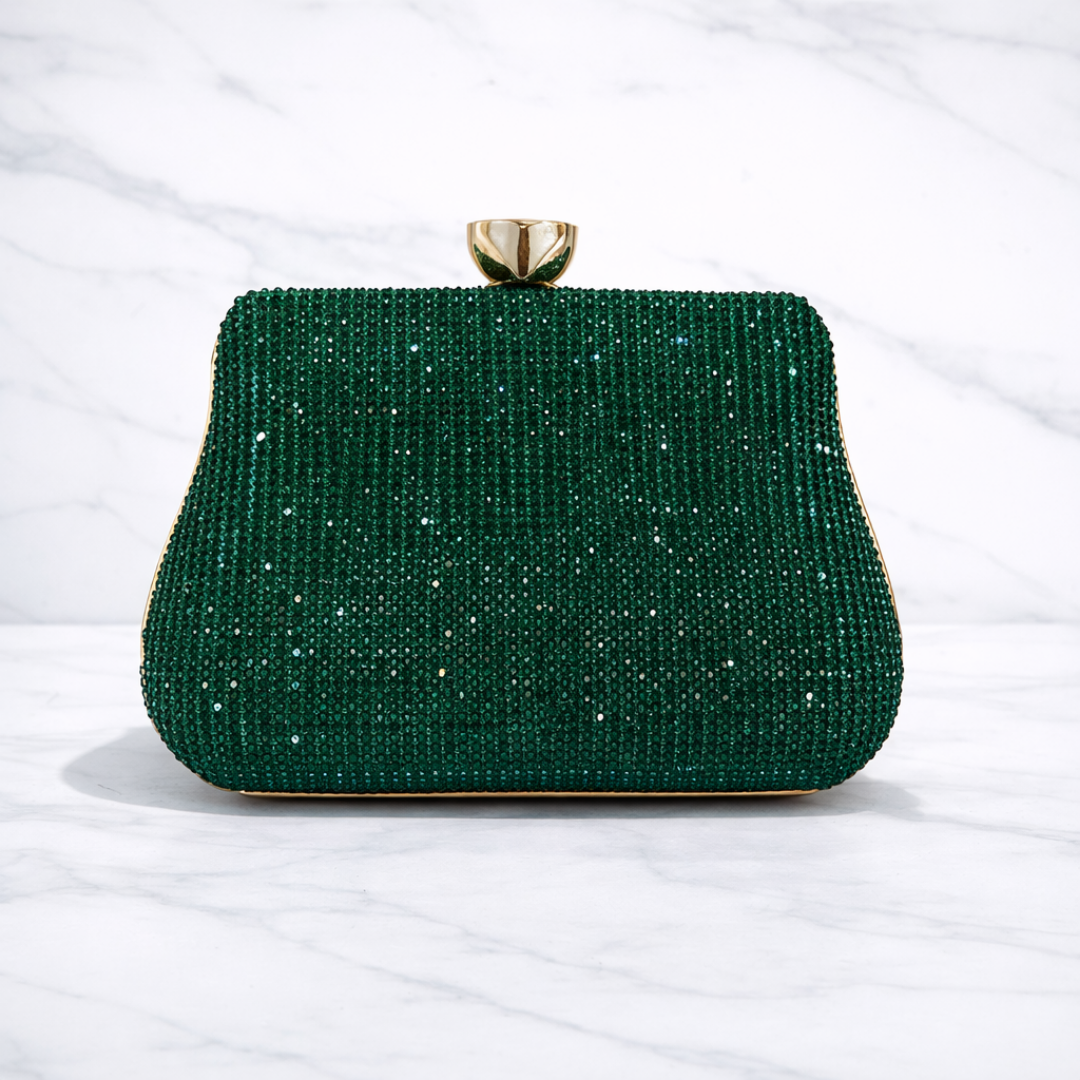 Emerald Crystal Evening Clutch