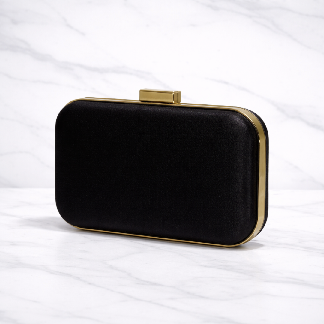Elegant Black & Gold Minimalist Evening Clutch