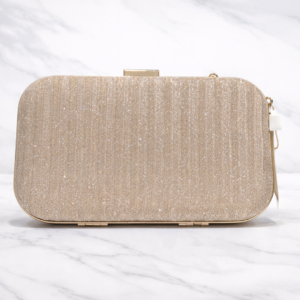 Luxury Champagne Gold Glitter Clutch – Elegant Evening Party Bag