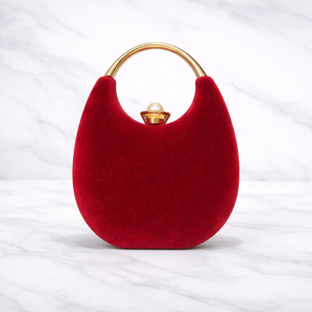 Elegant Black Pearl Clasp Evening Handbag