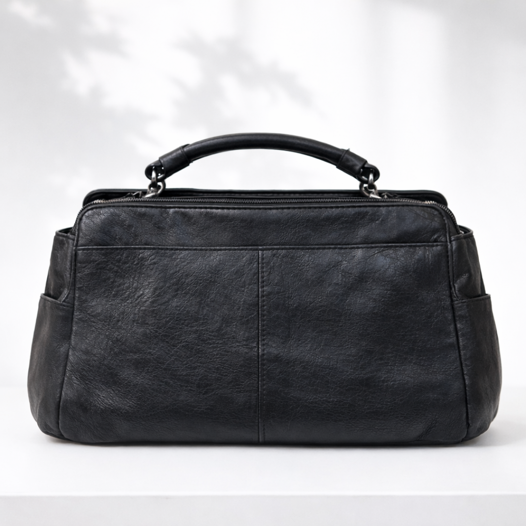 Luxury Taupe Leather Shoulder Bag