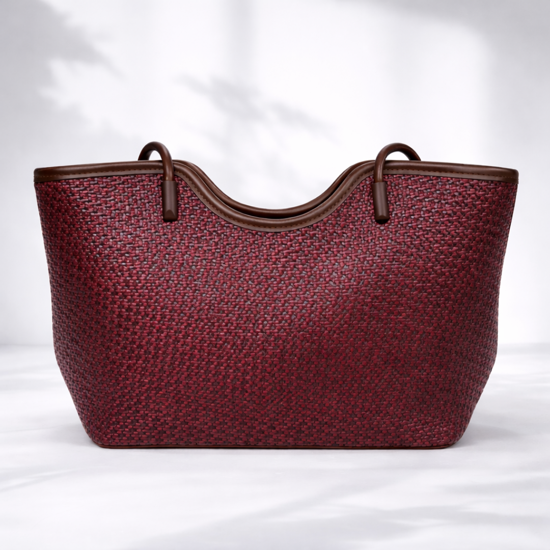 Luxury Burgundy Woven Hand Bag