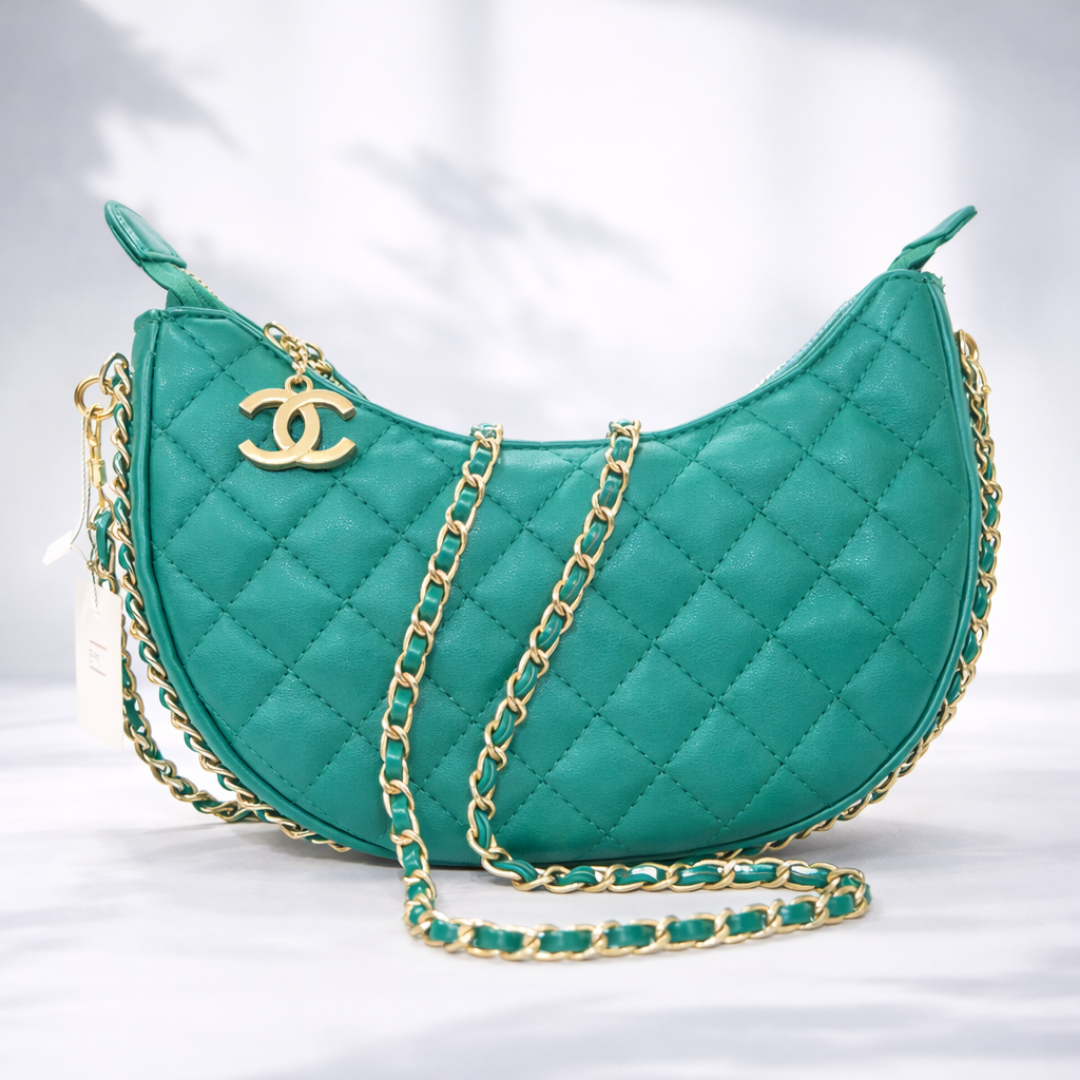 Luxury Emerald Green Quilted Shoulder Bag