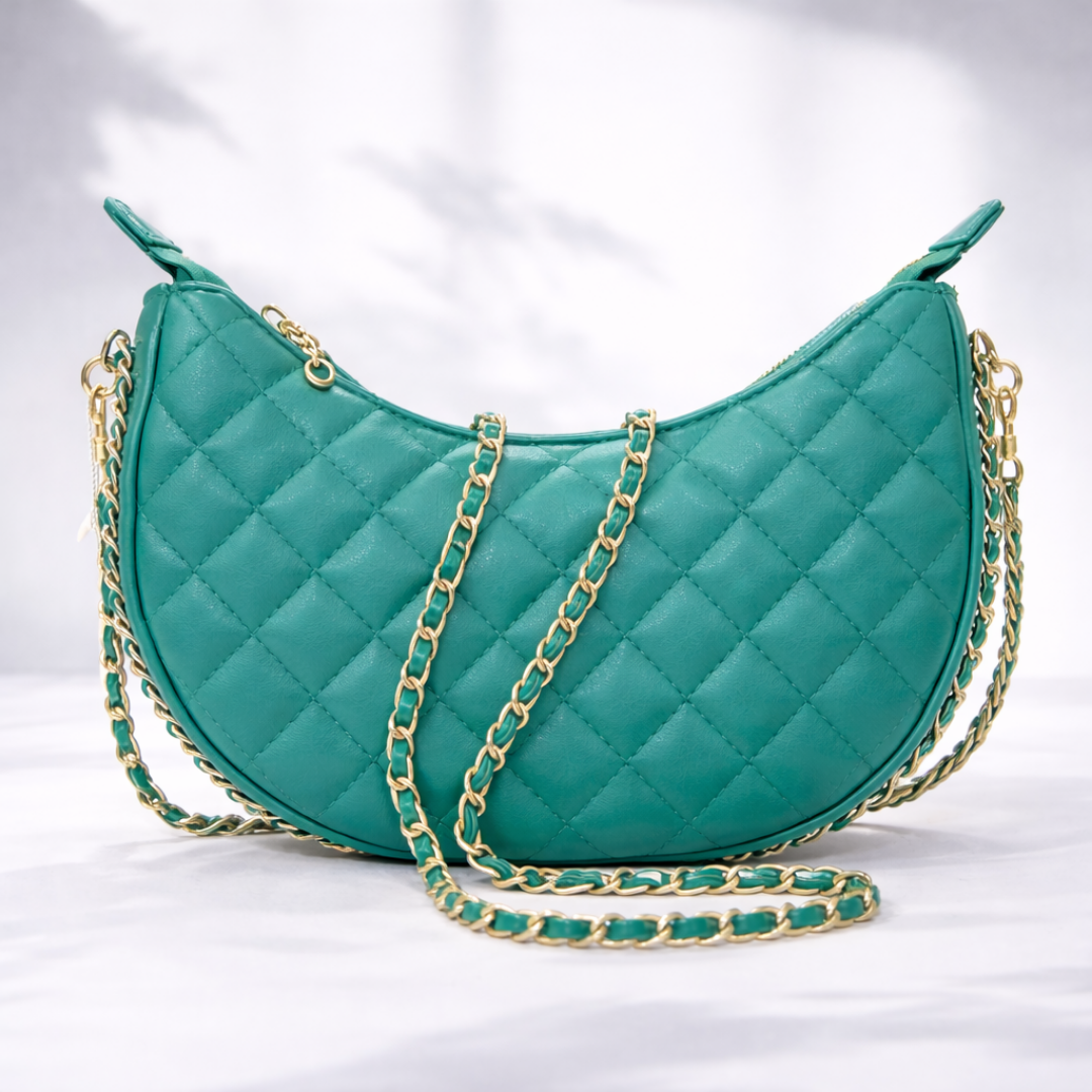 Luxury Emerald Green Quilted Shoulder Bag