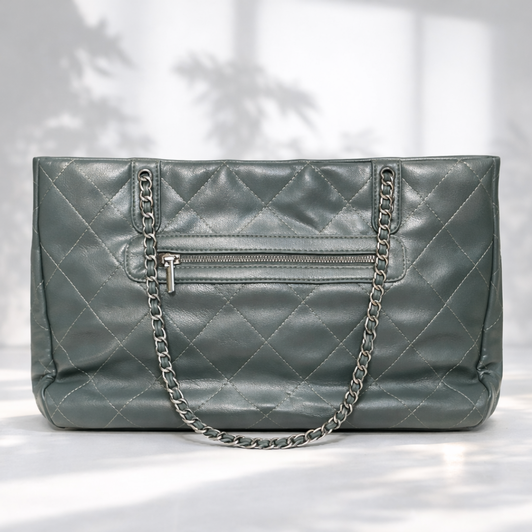 Luxury Quilted Chain Hand Bag – Deep Olive Green