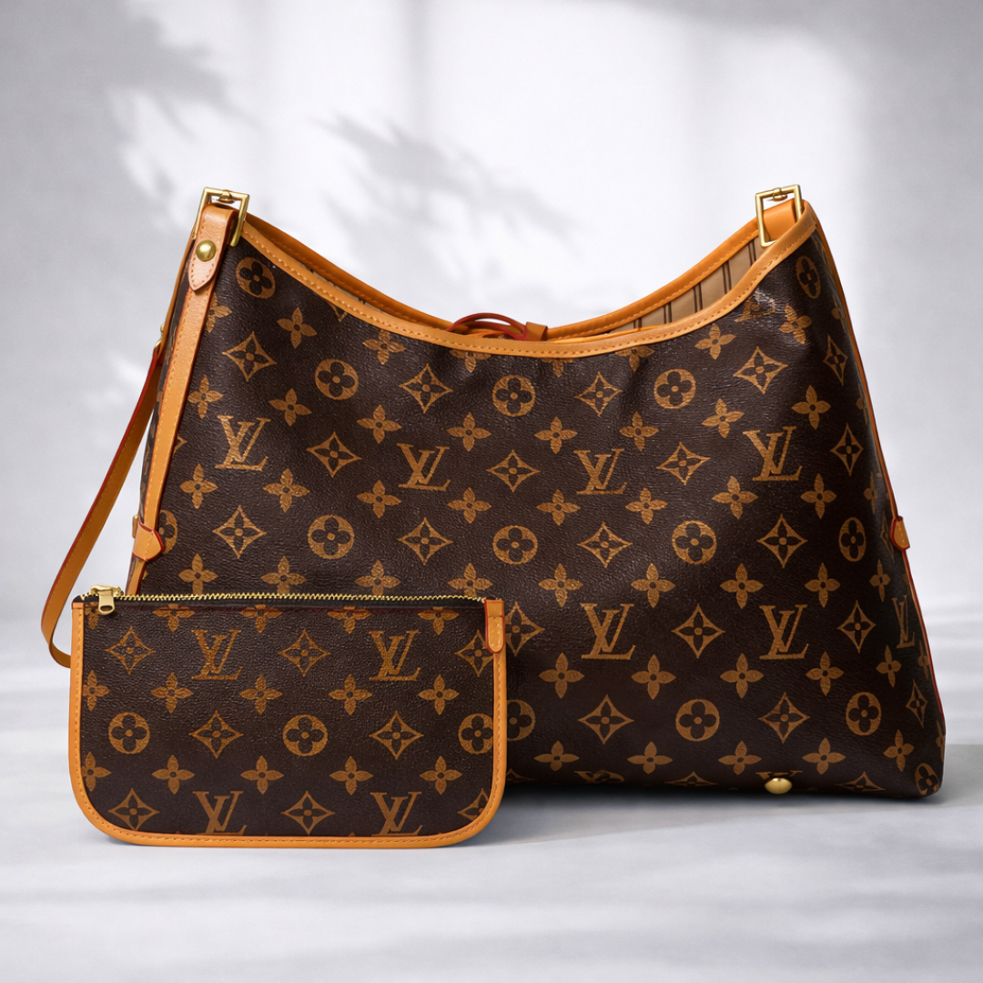 Classic Monogram Shoulder Bag with Matching Pouch