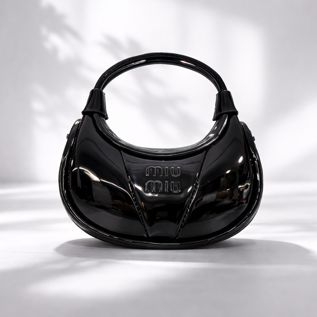 Luxury Glossy Black Mini Handbag