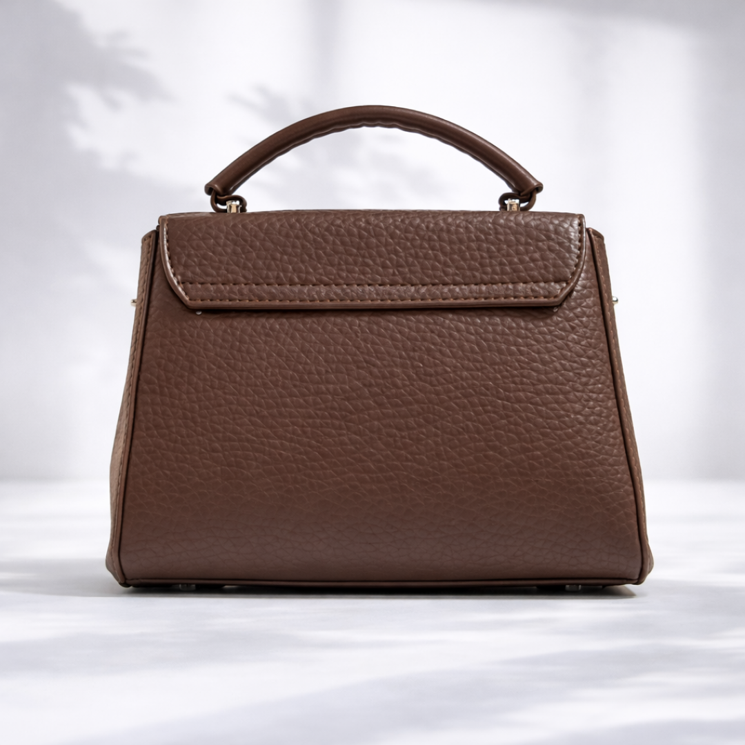 Elegant Brown Leather Top Handle Handbag