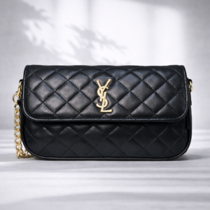Luxury Quilted Black Gold Chain Shoulder Bag