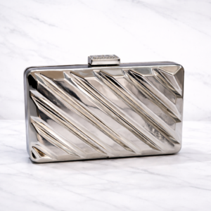 Silver Geometric Box Clutch – Modern Evening Bag