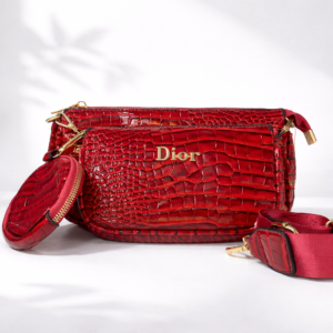 Luxury Red Croc-Embossed Shoulder Bag