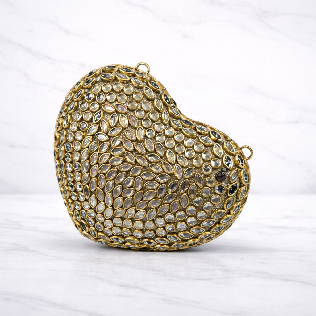 Royal Gold Mirror Kundan Clutch