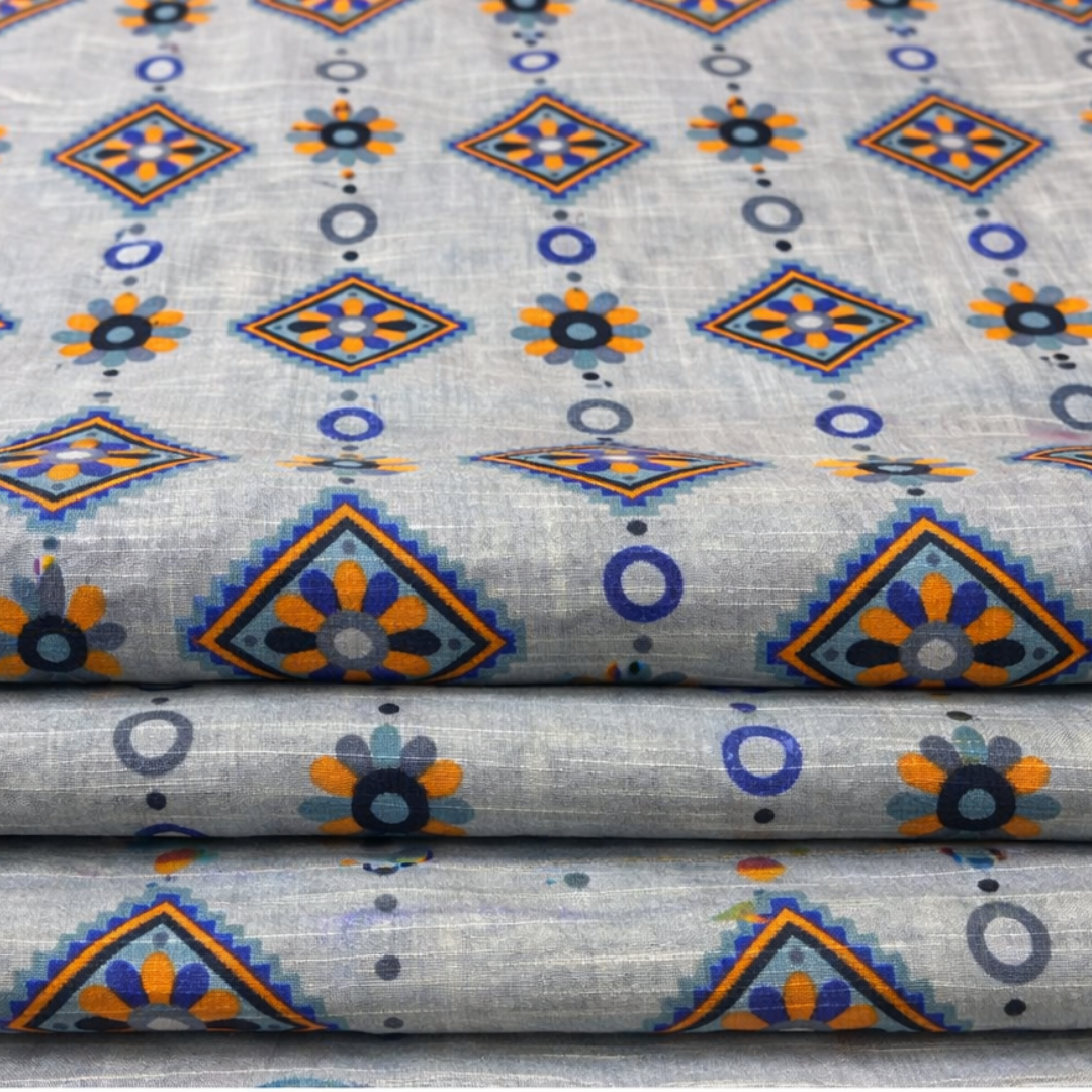 Premium Grey Multi-Color Printed Lawn 2 Pcs