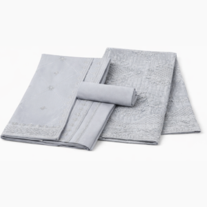 Premium Light Steel Gray Embroidered Chiffon Unstitched Suit