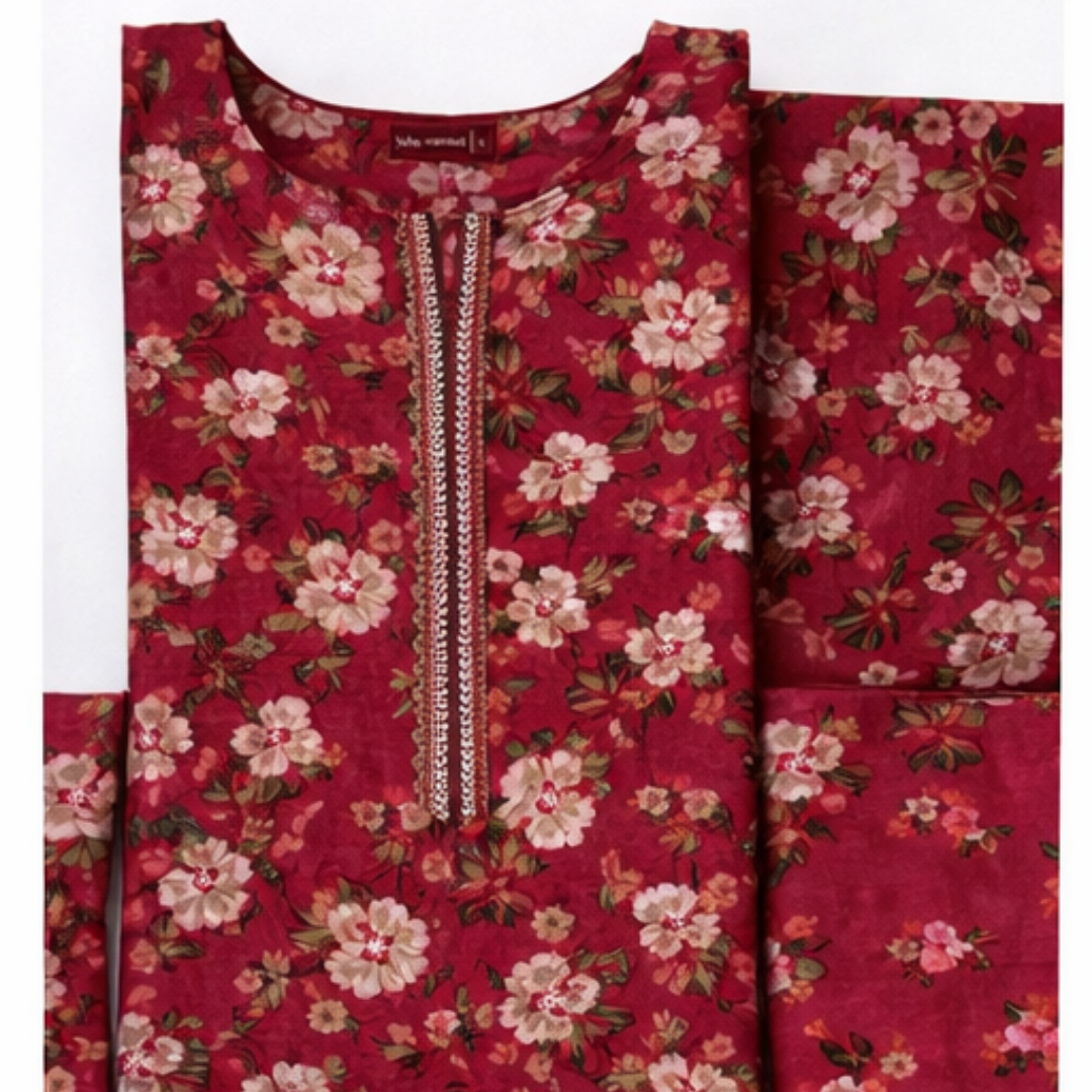 3 Pcs Ready to Wear Printed Lawn Suit