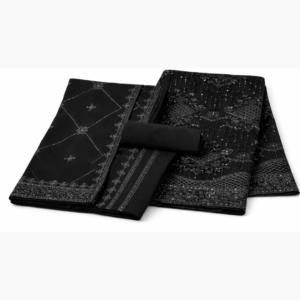 Premium Black Embroidered Chiffon Unstitched Suit