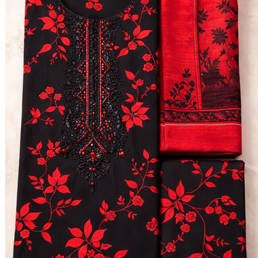 Embroidered Lawn 3 PCS Suit - Summer Collection