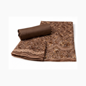 Luxury Light Chocolate Brown Embroidered 3-Piece Unstitched Suit