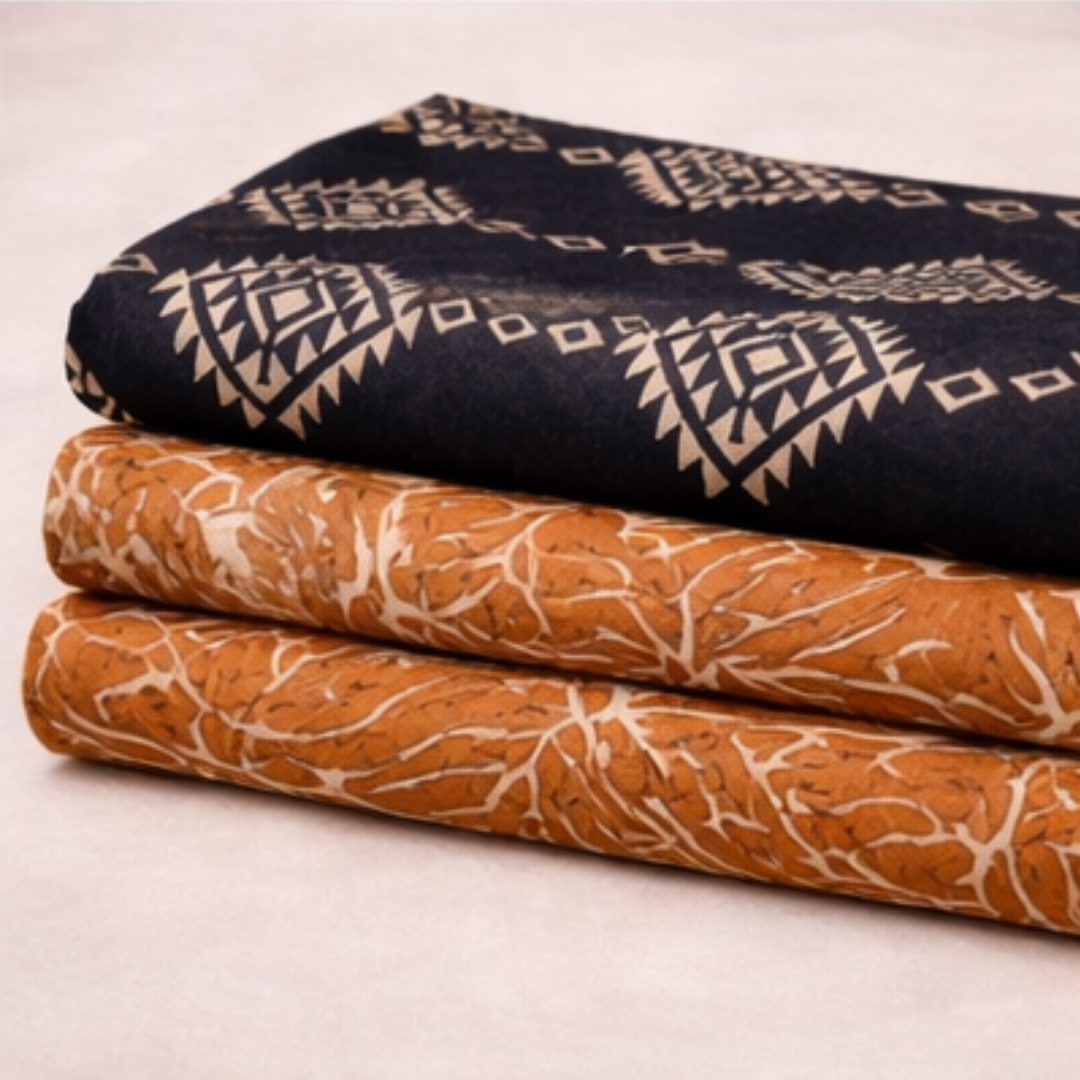 Premium Navy Blue & Rust Printed 2 Pcs