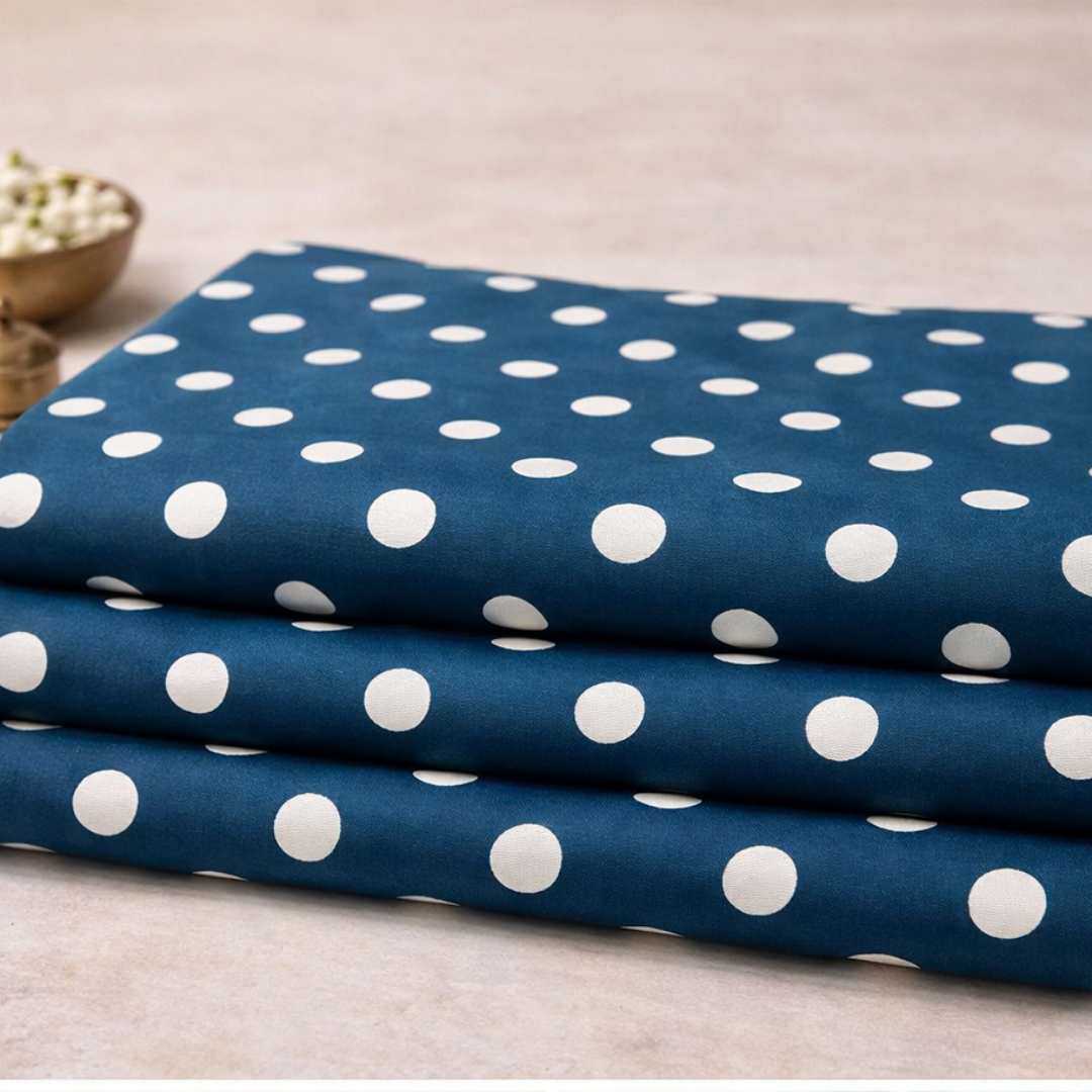 Premium Teal Blue Dot Printed Lawn 2 Pcs