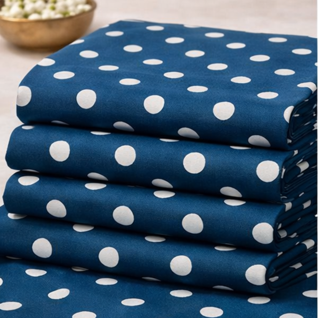 Premium Teal Blue Dot Printed Lawn 2 Pcs