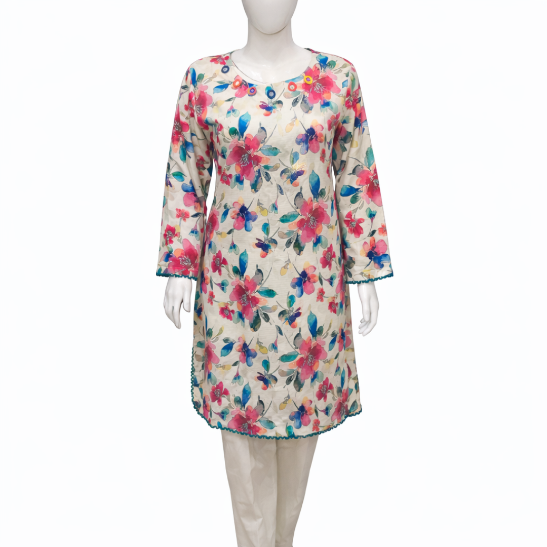 2 Pcs Ready to Wear Printed Bana Dora Lawn Suit