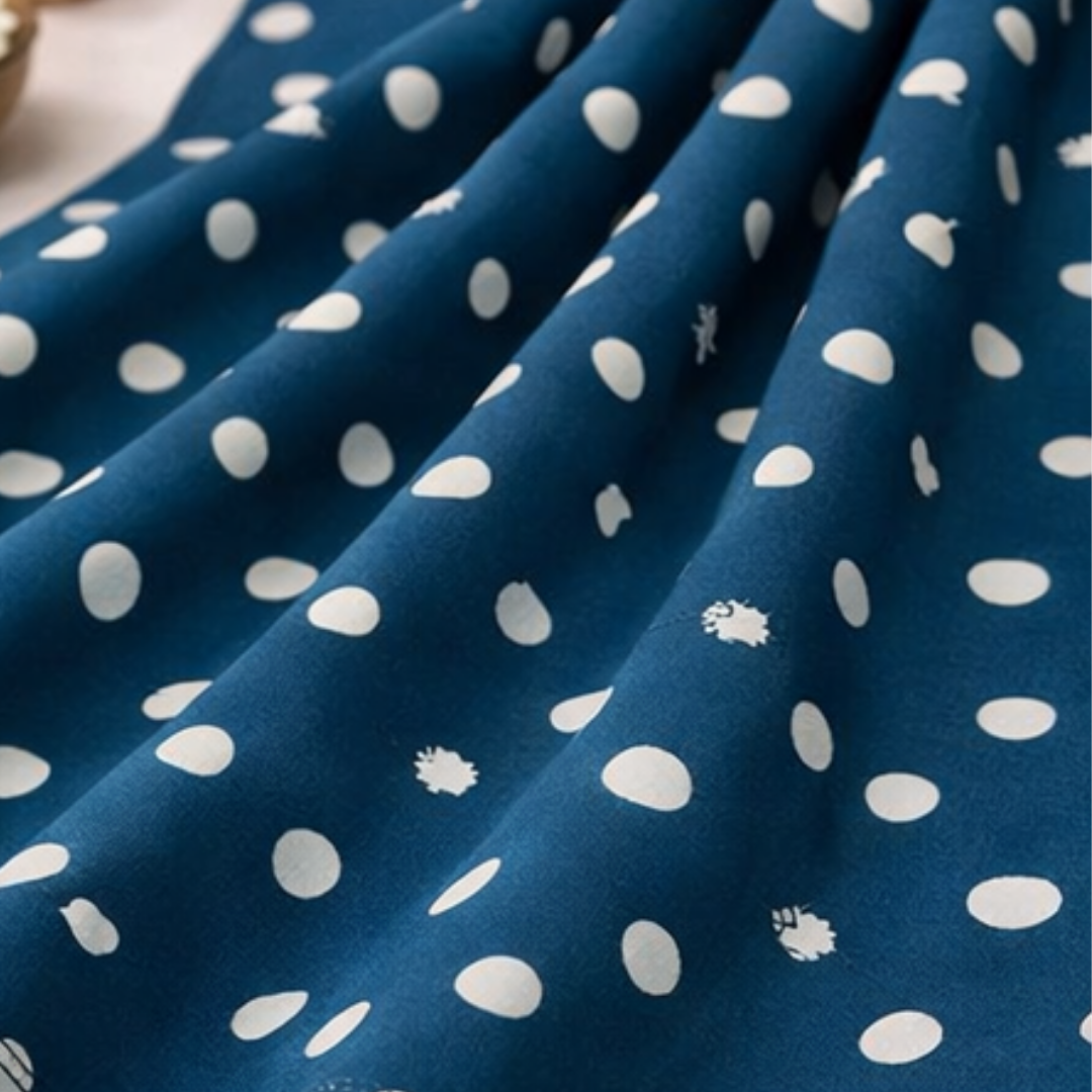 Premium Teal Blue Dot Printed Lawn 2 Pcs