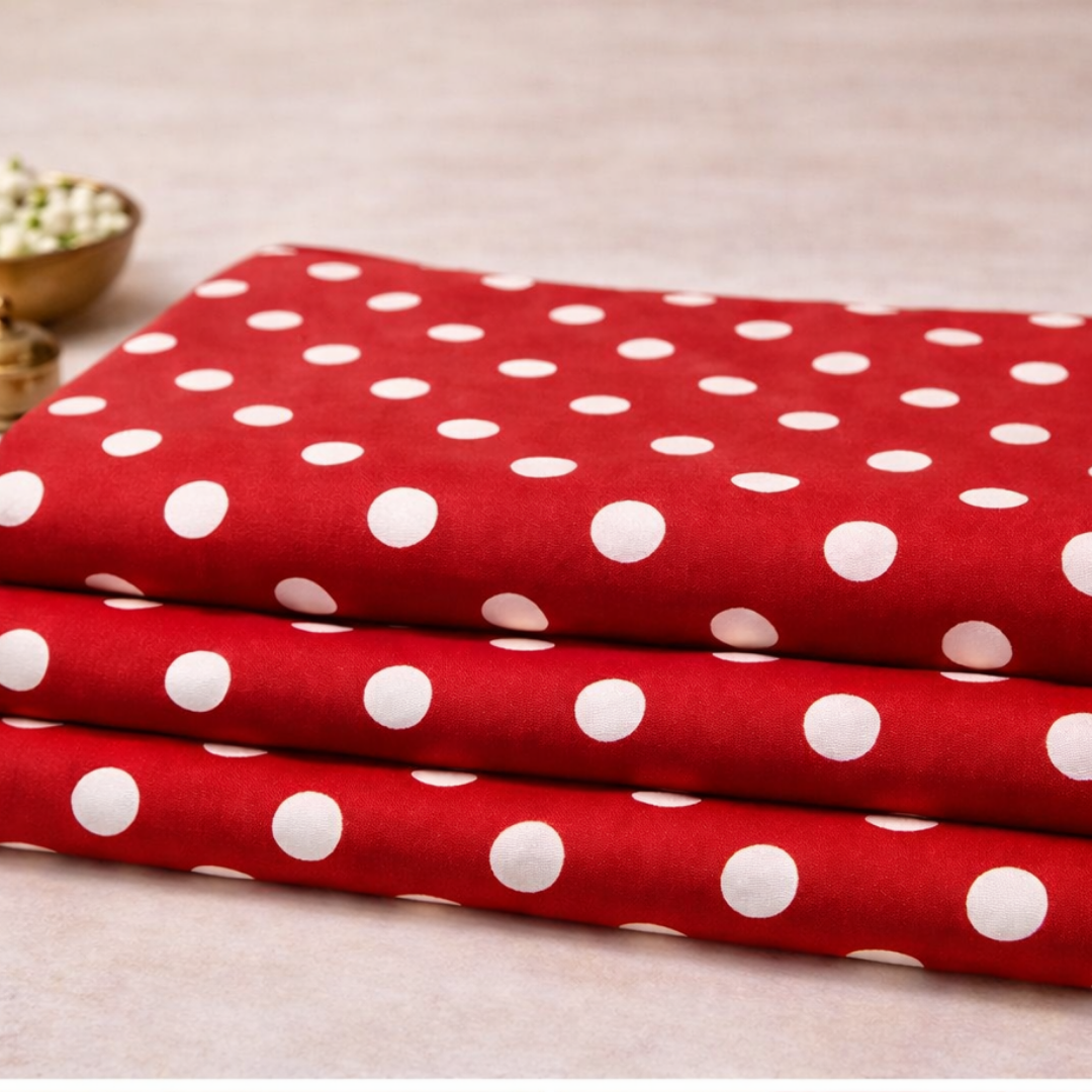 Premium Red Dot Printed Lawn 2 Pcs