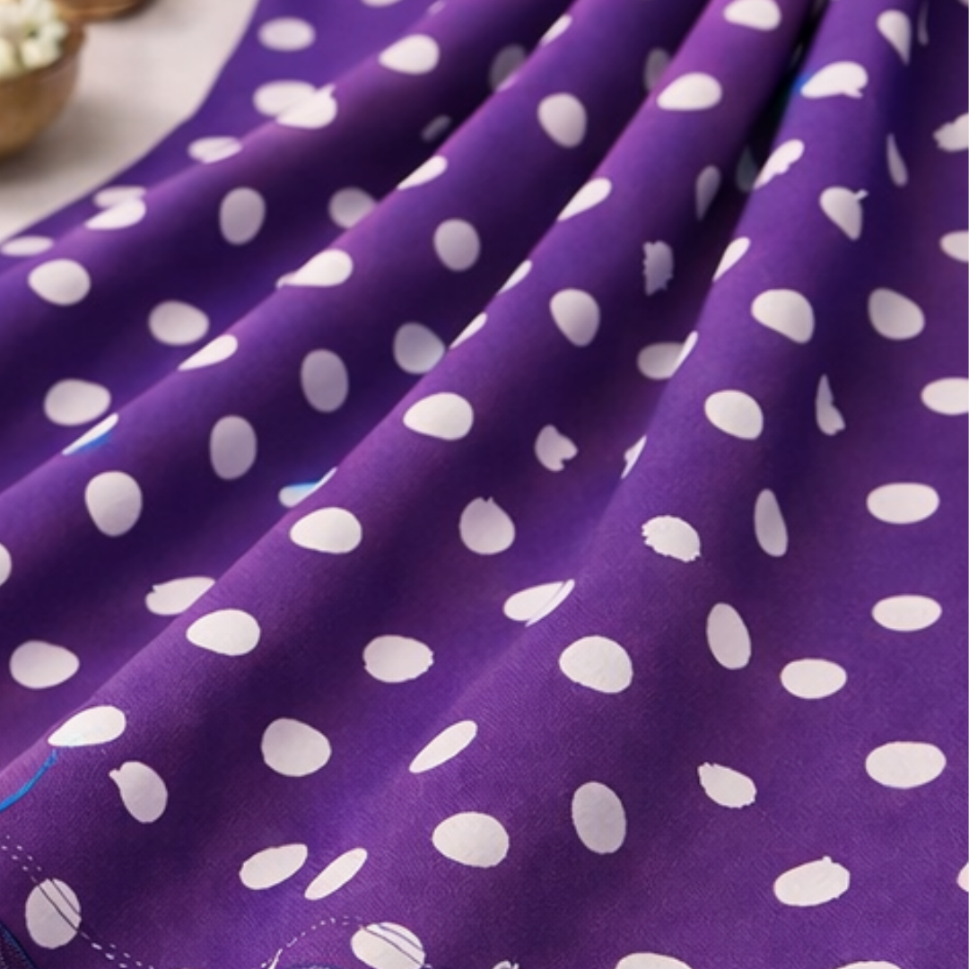 Premium Purple Dot Printed Lawn 2 Pcs