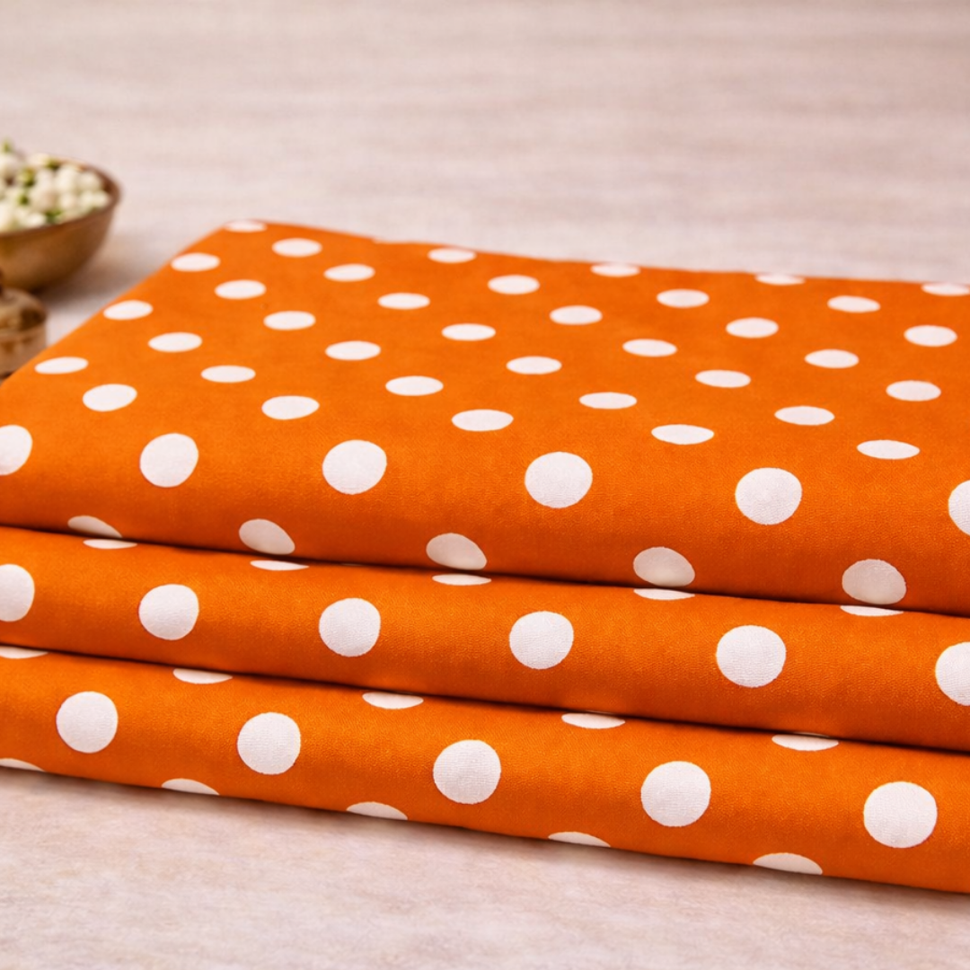 Premium Orange Dot Printed Lawn 2 Pcs