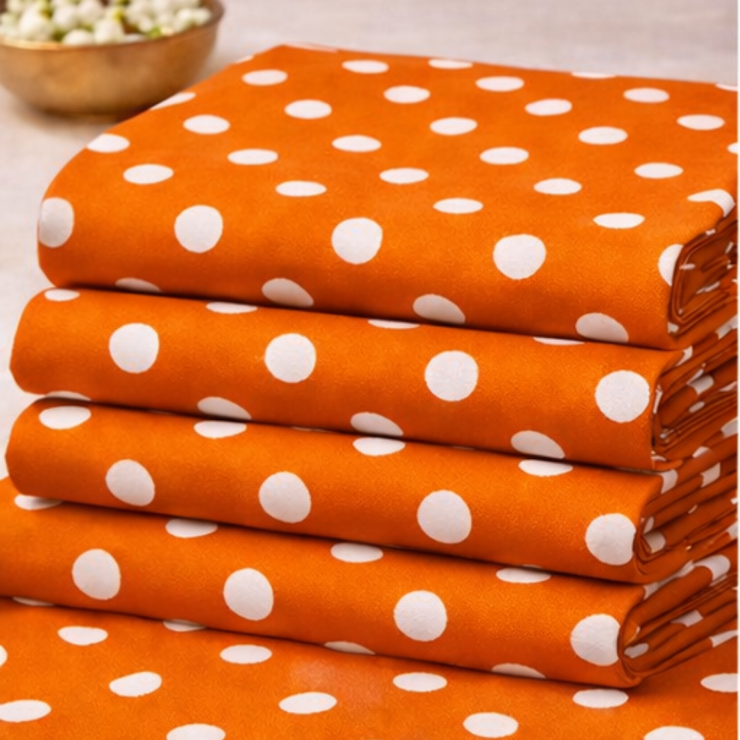 Premium Orange Dot Printed Lawn 2 Pcs