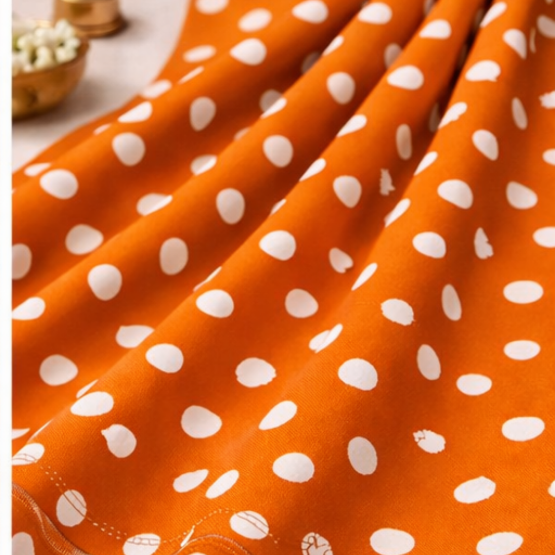 Premium Orange Dot Printed Lawn 2 Pcs