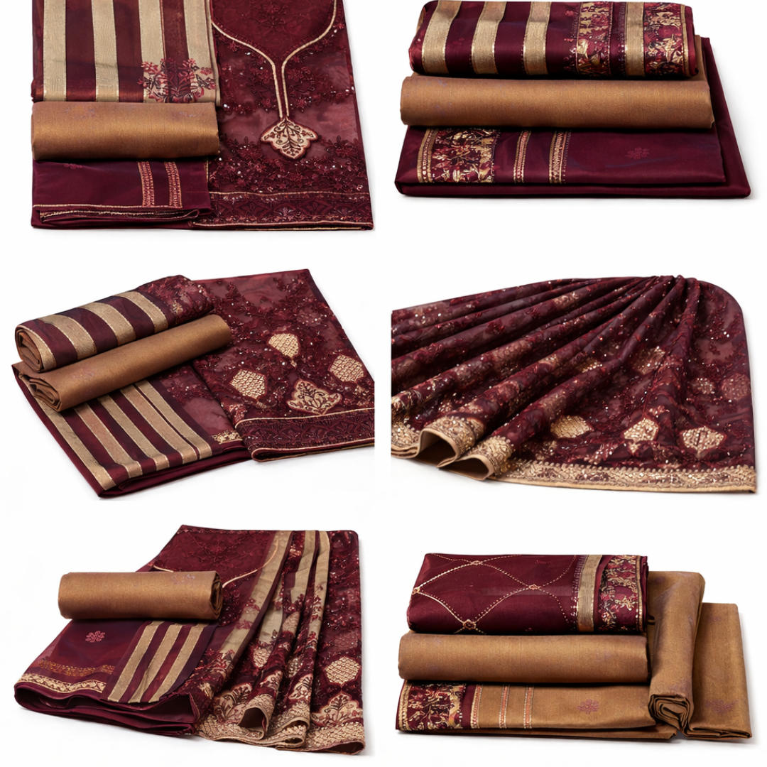 Premium Chocolate BurgundyUnstitched Suit