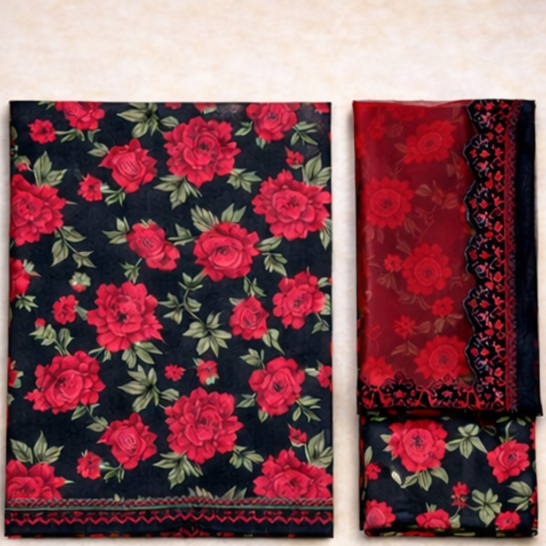 Embroidered Lawn 3 PCS Suit - Summer Collection