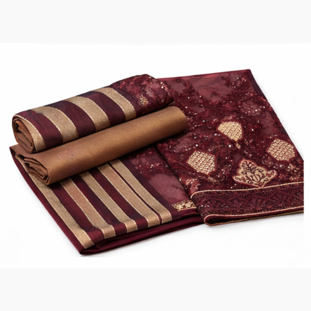 Premium Chocolate BurgundyUnstitched Suit