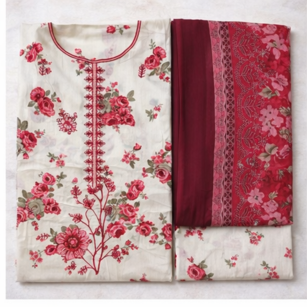 Embroidered Lawn 3 PCS Suit - Summer Collection