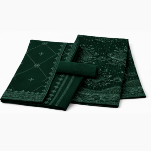 Premium Emerald Green Embroidered Chiffon Unstitched Suit