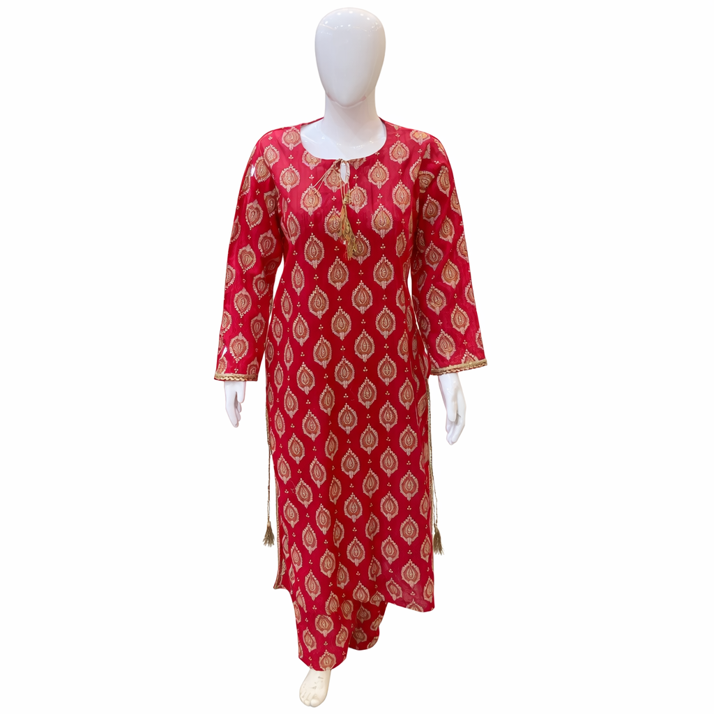 Red Fancy Lawn 2 Pcs Suit
