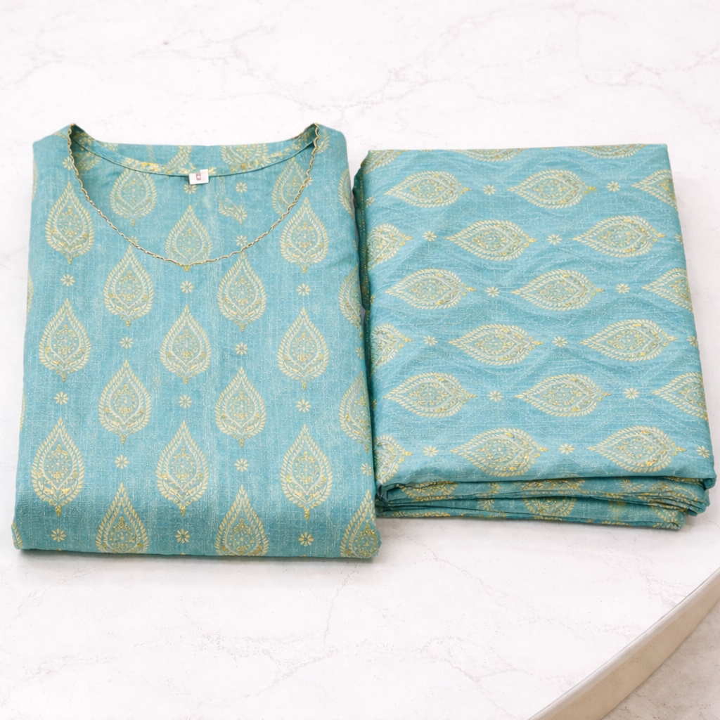 Ice Blue Fancy Lawn 2 Pcs Suit