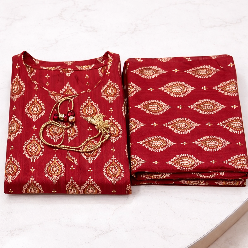 Red Fancy Lawn 2 Pcs Suit