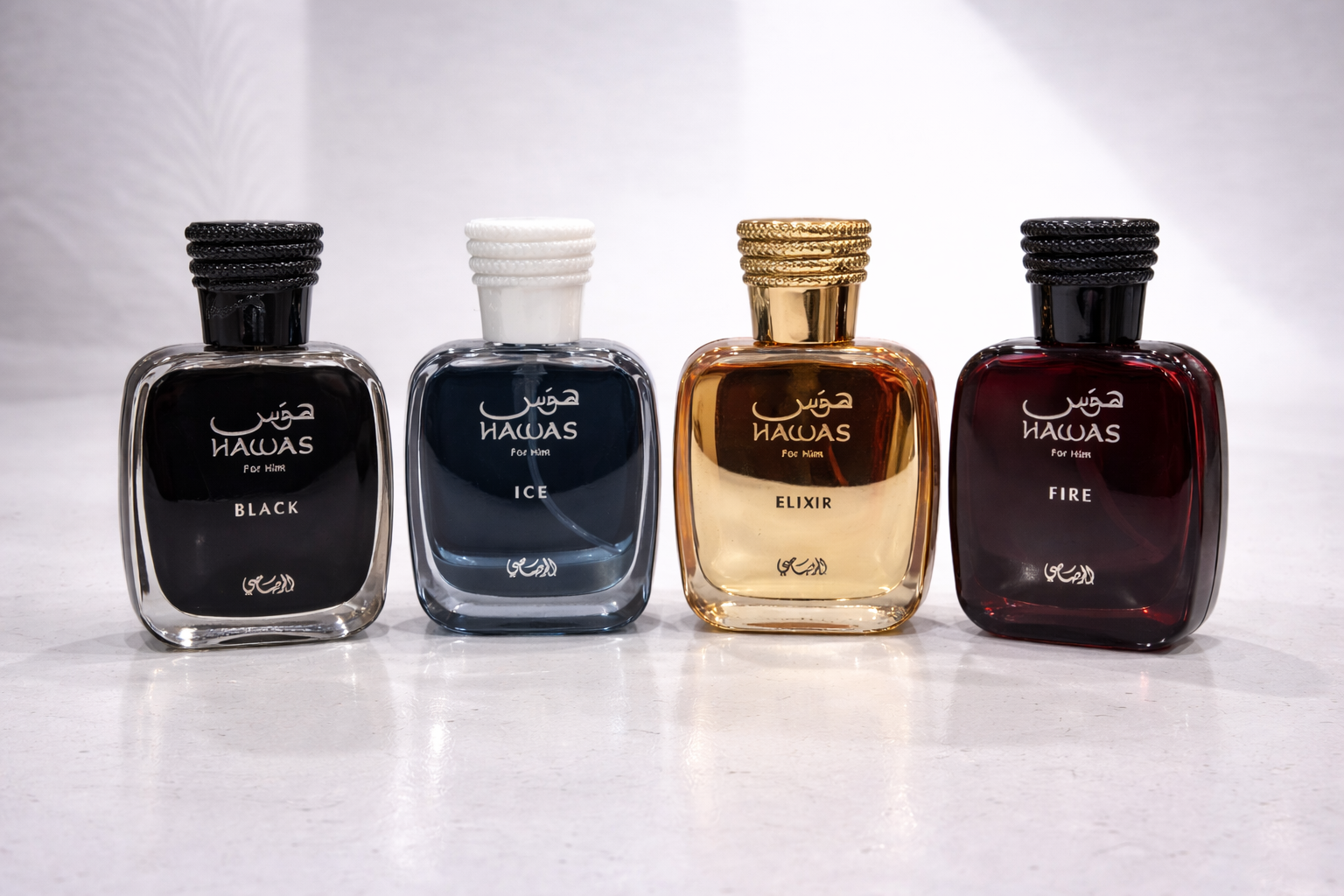 Rasasi Hawas Mini Perfume Set (Black, Ice, Elixir, Fire)