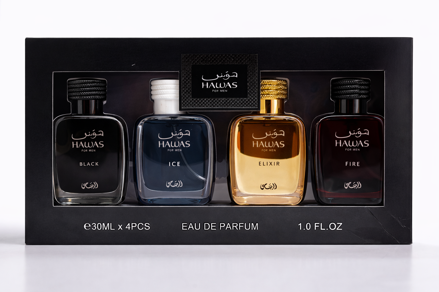 Rasasi Hawas Mini Perfume Set (Black, Ice, Elixir, Fire)